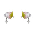 Pink Enamel Strawberry Stud Earrings Star Drop Charms view 5