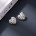 Textured Heart with Bow Detail Statement Stud Earrings view 7