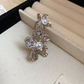 Hammered Double Flower Pearl Like Open Ring In Gold Or Silver Tone view 6