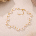 Freshwater Pearl Flower Station Necklace Gold Tone Chain view 4