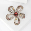 Brown Crystal Flower Brooch In 1 Style With Polished Metal And Decorative Details view 2