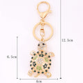 Rhinestone Turtle Ocean Keychain Gold Tone Clasp Ring view 5