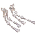 Silver Tone Crystal Heart Linear Drop Earrings with Decorative Accents view 5