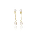 Convertible Pearl Look Gold Chain Dangle Stud Earrings view 5