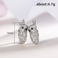 Silver Tone Parrot Huggie Earrings With Clear CZ And Blue Eyes view 5
