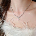 Silver Teardrop Pendant Crystal Necklace Decorative Jewelry Design view 3
