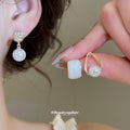 Gold Pearl Rhinestone Stud Earring Set Three Pair Styles view 2