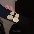 Double Loop Irregular Pebble Hinged Bracelet In Gold Or Silver Tone view 4