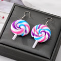 Silver Tone Colorful Resin Lollipop Hook Earrings in Four Designs view 4