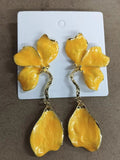 Enamel Petal Flower Drop Earrings in Five Colors Statement Jewelry view 8