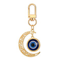 Twelve Piece Gold Tone Hamsa Heart and Crescent Evil Eye Keychain Set view 3