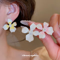 Iridescent Petal Flower Stud Earrings in Three Colors view 2