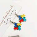 Multicolor Enamel Puzzle Piece Drop Earrings 3 Styles view 4