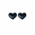 Glossy Heart Stud Earrings Navy White and Brown Finishes view 5