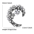Pearl and Crystal Crescent Floral Brooch in Two Finishes view 5