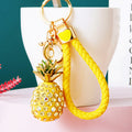 Jeweled Pineapple Keychains with Braided Wrist Loop Options in Ten Designs view 1