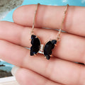Faceted Butterfly Pendant Necklace in Polished Metal view 4
