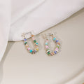 Multicolor Chip Stone Beaded Hoop Earrings Three Styles view 6