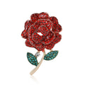 Rose Stem Brooch In Metal With Red Or Blue Crystals With Green Crystal Leaves view 5