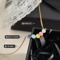 Gold Multicolor Enamel Smiley Faces Bar Pendant Necklace view 2