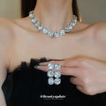 Round Crystal Necklace and Stud Earring Sets in Three Colors view 3