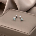 Blue and Purple Mini Round Stone Stud Earrings Silver Tone view 4