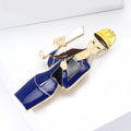 Woman Engineer Enamel Brooch With Hard Hat and Blueprint view 2