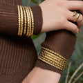 Slim Crystal Hinged Bangle Collection in Gold and Silver Tone view 4