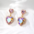 Gold Tone Crystal Heart Drop Stud Earrings 5 Colors view 7