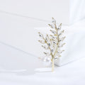 Crystal Leaf Sprig Brooch In 3 Styles With Polished Metal And Decorative Details view 6