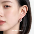 Gold Tone Clear Crystal Flower Stud Earrings Pavé Bar view 2