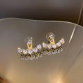 Crystal Crescent Fan Jacket Stud Earrings Fashion Jewelry Accessories view 6