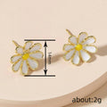White Daisy Enamel Stud Earrings in Gold Tone Jewelry view 4