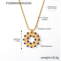 Rhinestone Donut Pendant Necklace Earring Chain Jewelry Set view 12