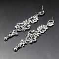Silver Tone Crystal Scroll Chain Crystal Metal Dangle Earrings 10.8 x 2.8 cm 10.8 x 2.8 cm view 4