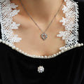 Open Heart Organic Texture Pendant Necklace Gold Steel view 7