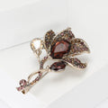 Crystal Calla Leaf Brooch Teardrop Center Purple Blue view 3