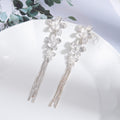 Crystal Look Flower Chain Fringe Long Stud Earrings view 7