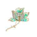 Red Gold Tone Flower Crystal Enamel Two Designs Metal Brooch Pin 4.4 x 5.3 cm 4.4 x 5.3 cm view 6