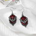 Gothic Bat Portrait Medallion Drop Earrings in Six Finishes view 6