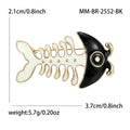 Fish Skeleton Brooch with Enamel Pirate Hat and Gold Tone Bones view 7