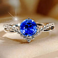 Round Solitaire V-Band Ring In Five Center Stone Colors view 4