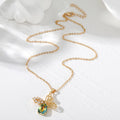 Gold Butterfly Crystal Teardrop Pendant Necklace 4 Colors view 3