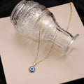 Round Blue Evil Eye Necklace and Stud Earring Jewelry Set view 3