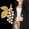 Gold Tone Grape Matte Pearl Look Metal Brooch Pin for Jackets and Lapels view 3