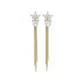 Crystal Star Earrings With Long Bar Tassels In Gold Tone view 5