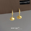 Gold Polished Smooth Oval Bean Fishhook Drop Earrings view 4
