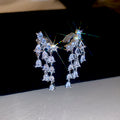 Crystal Fan Tassel Clip-On Earrings in Silver and Gold view 6