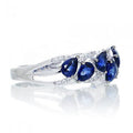 Silver Tone Blue Teardrop Crystal Band Ring Polished Metal Jewelry view 4