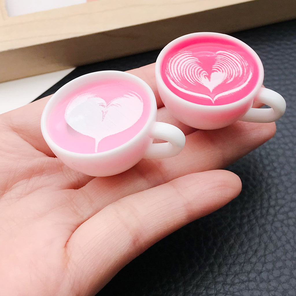Resin Light Up Rainbow Heart Latte Coffee Cup Charm Pendant for DIY Jewelry Accessories